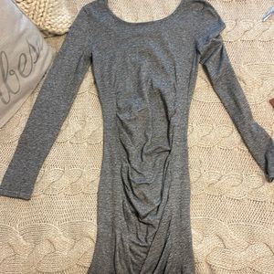 Gray black color slim fitting long length dress